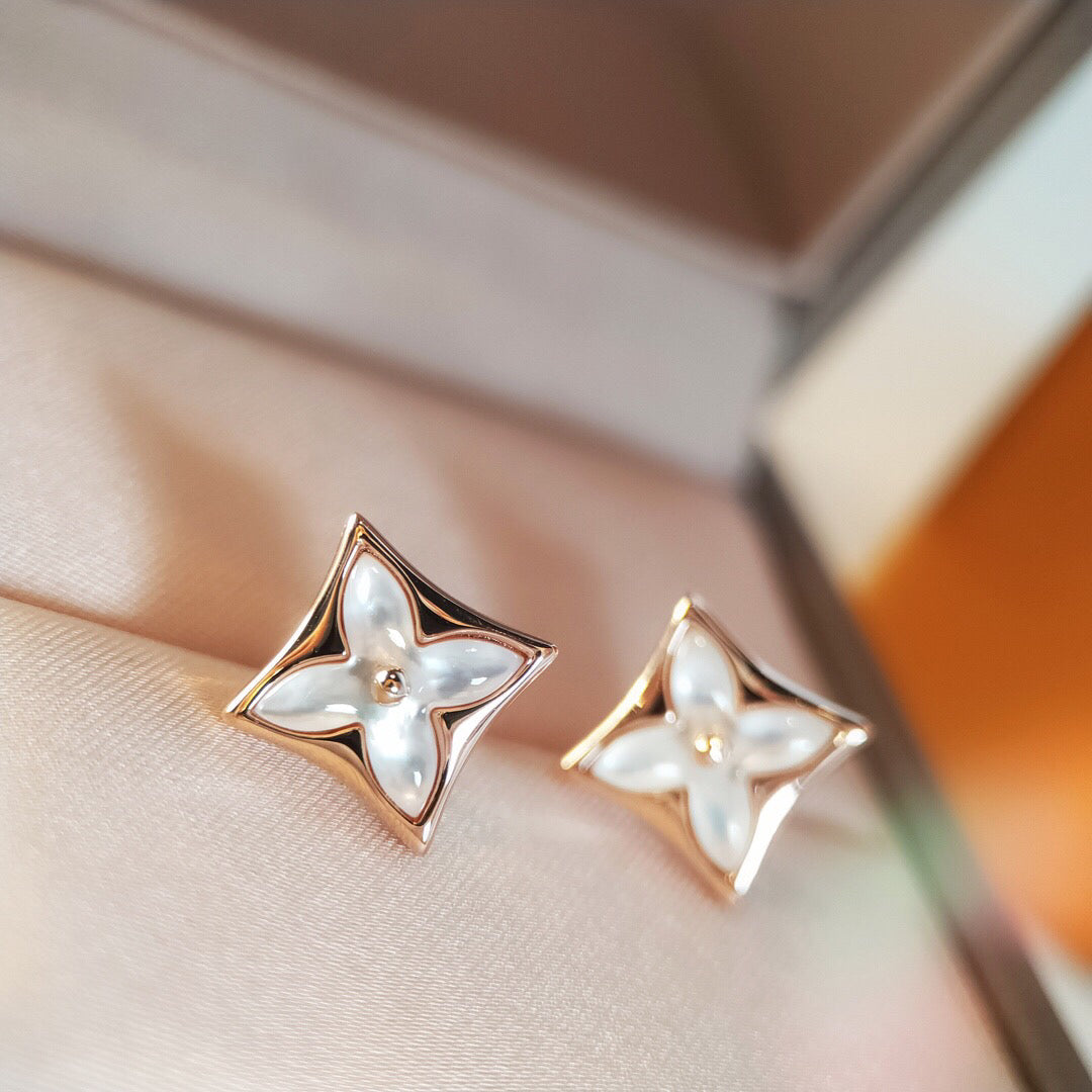 [Psychic Jewelrys]STAR MOP PINK GOLD EARRINGS