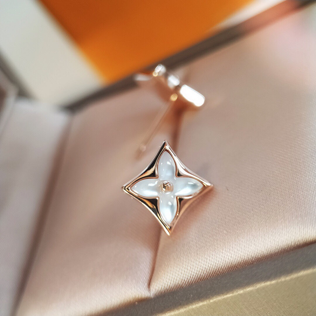 [Psychic Jewelrys]STAR MOP PINK GOLD EARRINGS