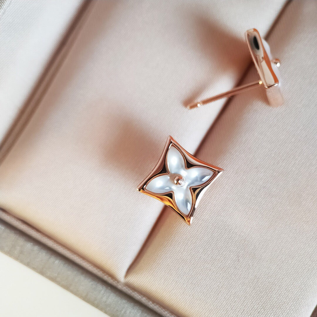 [Psychic Jewelrys]STAR MOP PINK GOLD EARRINGS