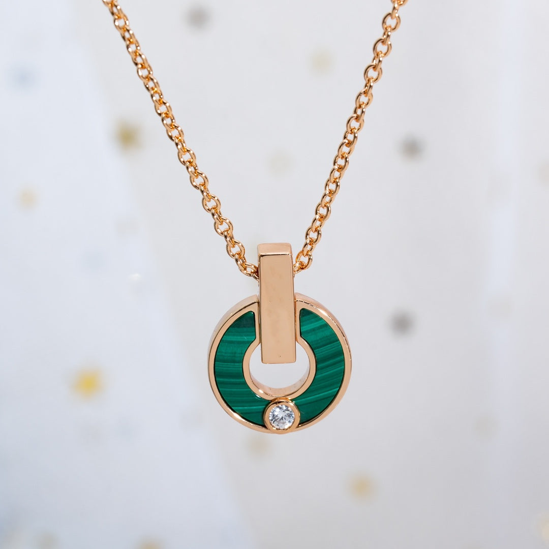 [Psychic Jewelrys]GARI NECKLACE PINK GOLD MALACHITE