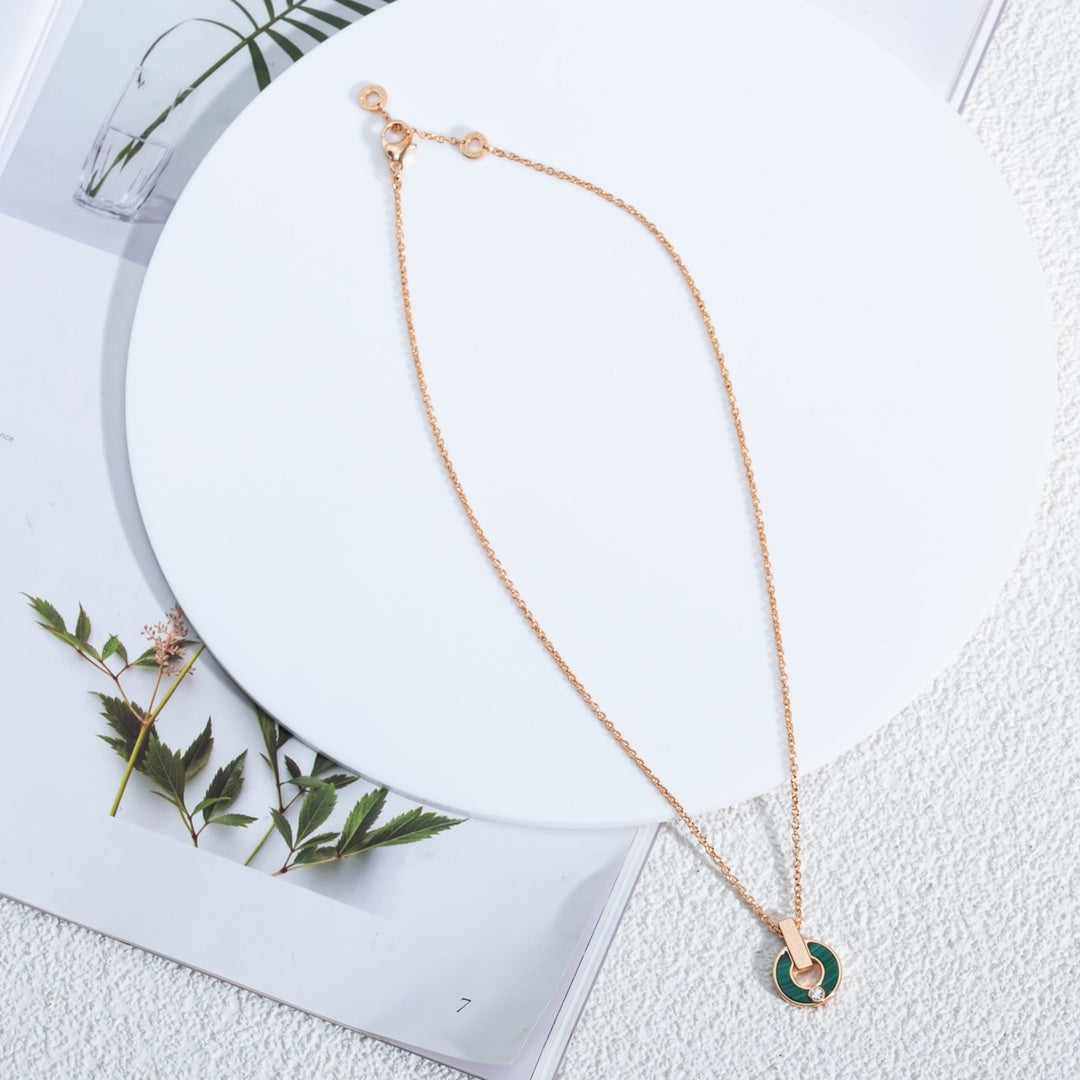 [Psychic Jewelrys]GARI NECKLACE PINK GOLD MALACHITE