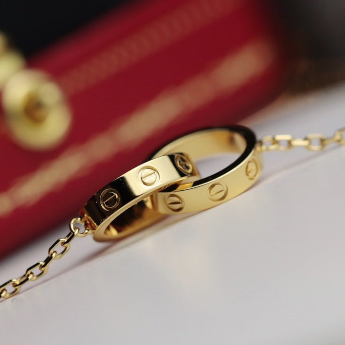 [Psychic Jewelrys]LOVE NECKLACE DOUBLE RING GOLD
