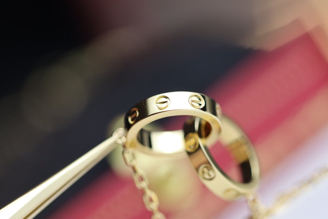 [Psychic Jewelrys]LOVE NECKLACE DOUBLE RING GOLD