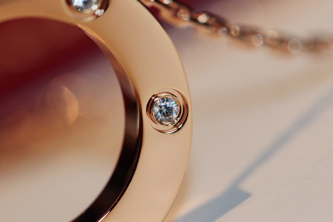 [Psychic Jewelrys]LOVE NECKLACE 16MM 6 DIAMONDS PINK GOLD