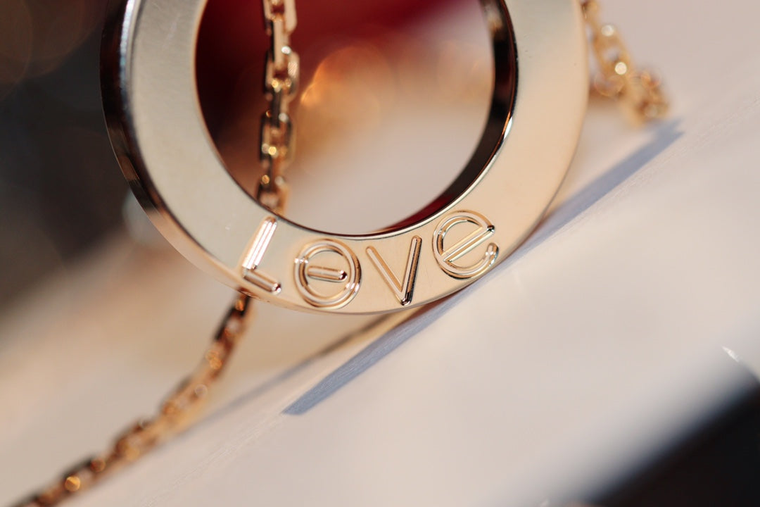 [Psychic Jewelrys]LOVE NECKLACE 16MM 6 DIAMONDS PINK GOLD