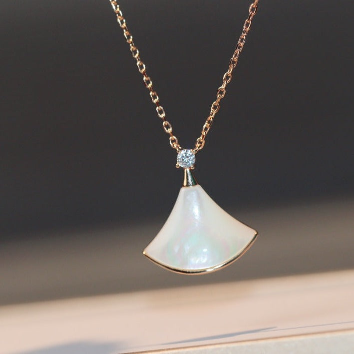 [Psychic Jewelrys]DREAM NECKLACE WHITE MOP PINK GOLD 1 DIAMOND