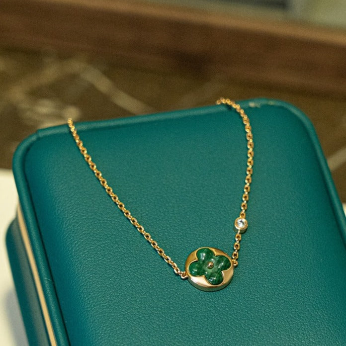 [Psychic Jewelrys]SUN MALACHITE 1 DIAMOND PINK GOLD BRACELET