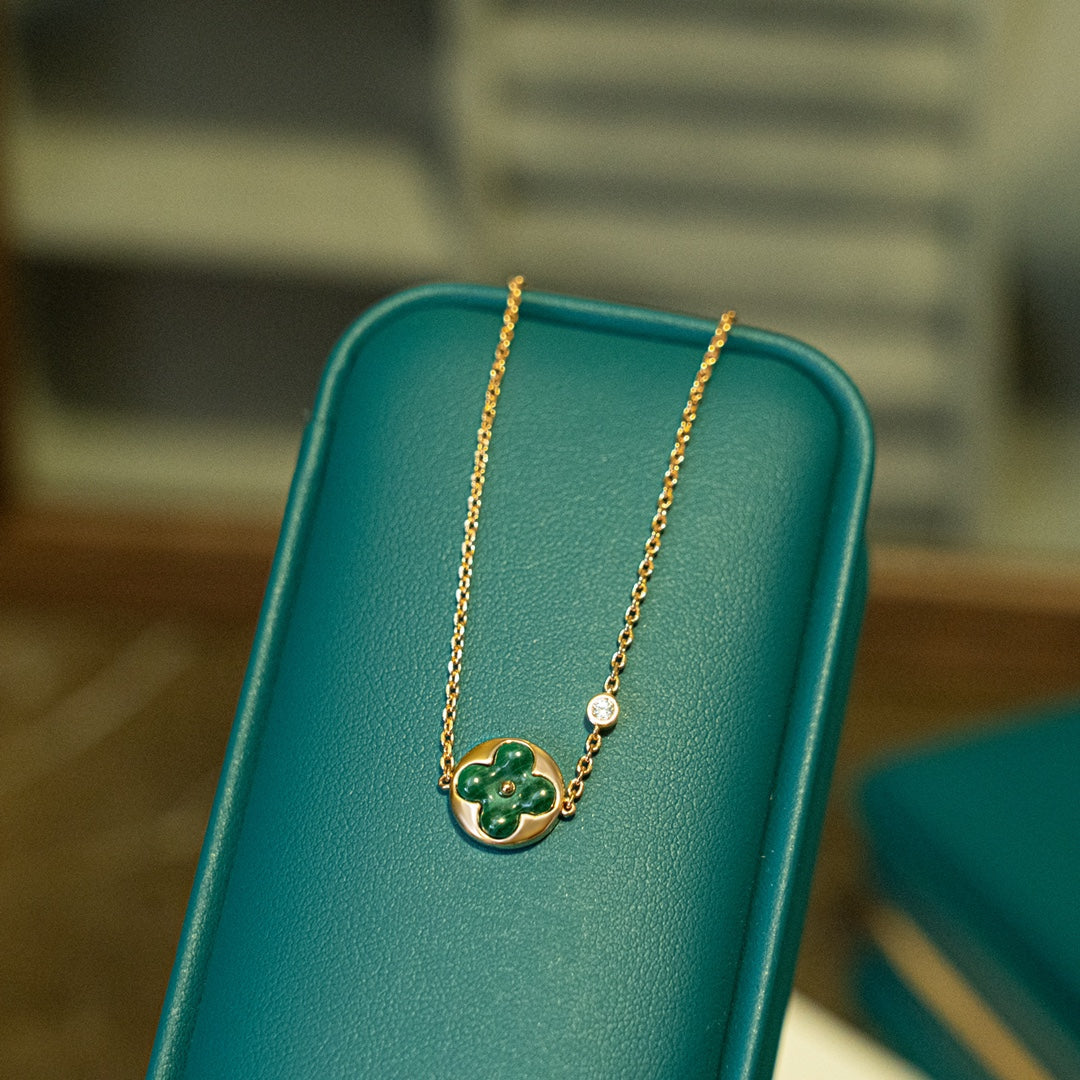 [Psychic Jewelrys]SUN MALACHITE 1 DIAMOND PINK GOLD BRACELET