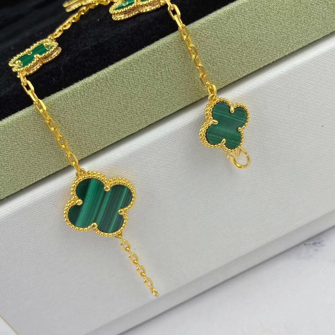 [Psychic Jewelrys]MAGIC CLOVER MALACHITE GOLD BRACELET 5 MOTIFS