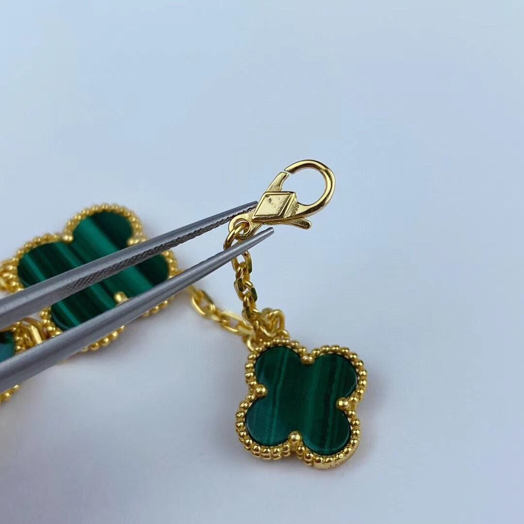 [Psychic Jewelrys]MAGIC CLOVER MALACHITE GOLD BRACELET 5 MOTIFS