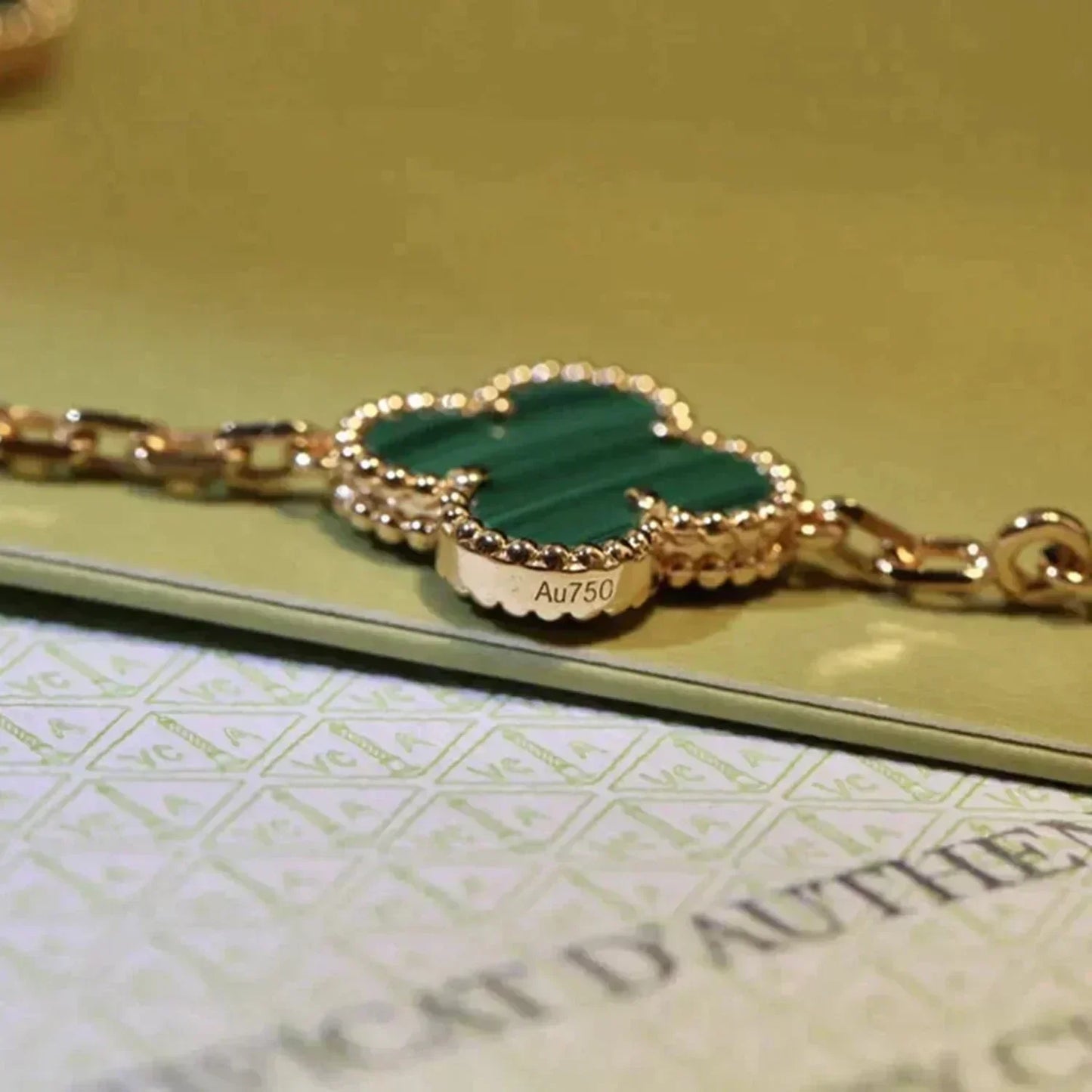 [Psychic Jewelrys]CLOVER 5 MOTIFS MALACHITE BRACELET