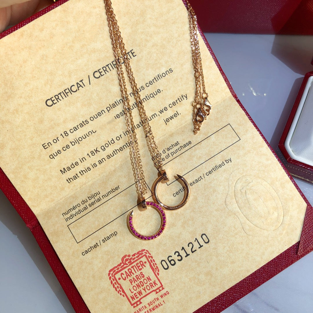 [Psychic Jewelrys]JUSTE NECKLACE GOLD RED DIAMONDS
