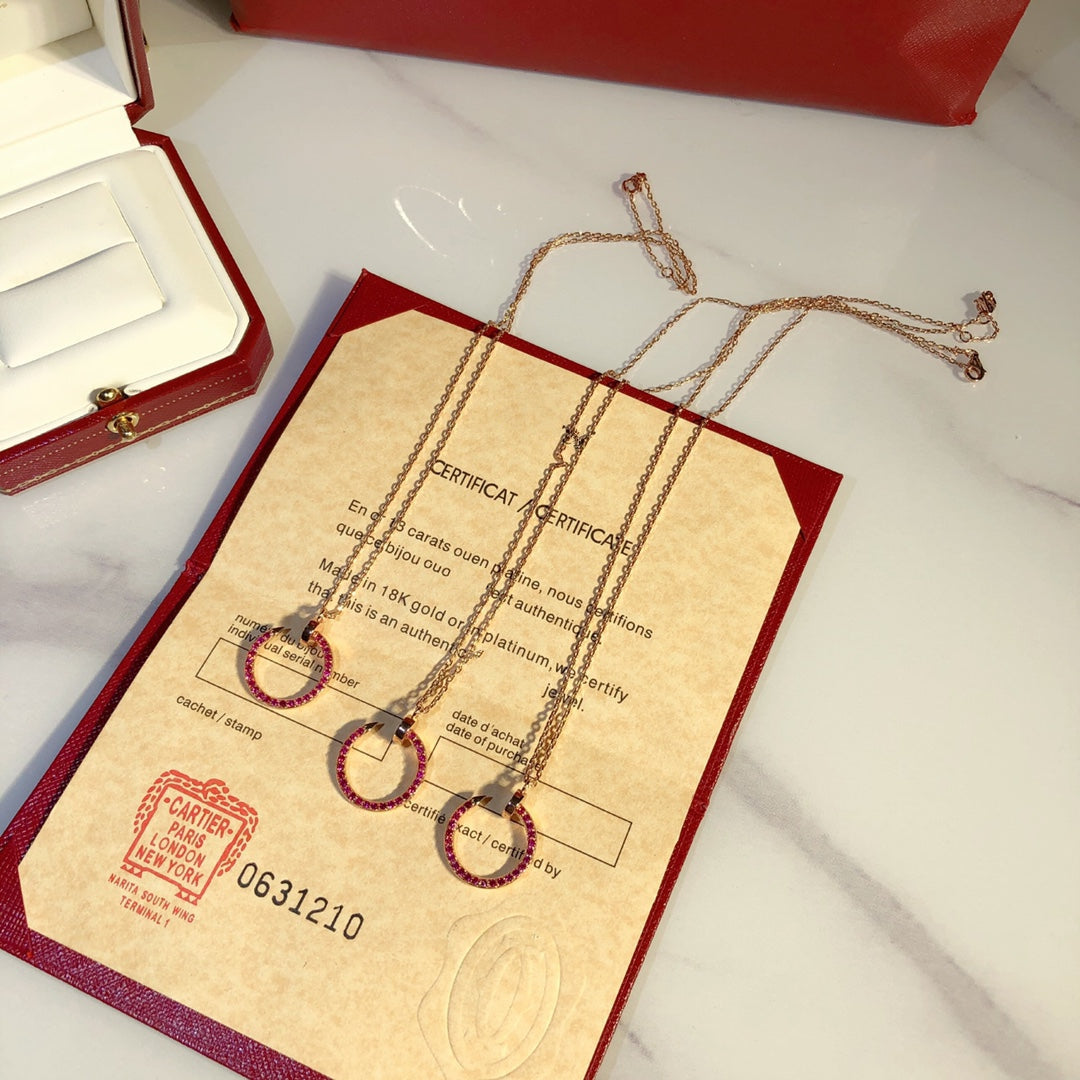 [Psychic Jewelrys]JUSTE NECKLACE GOLD RED DIAMONDS