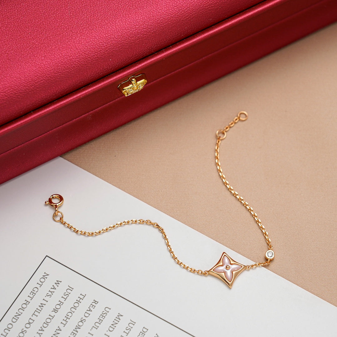 [Psychic Jewelrys]STAR 1 DIAMOND PINK GOLD BRACELET