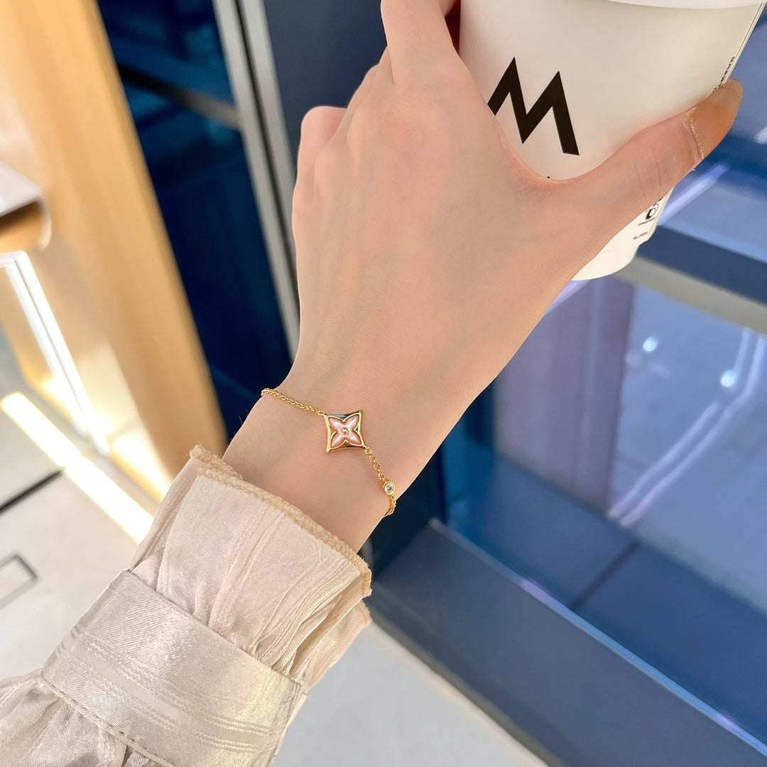 [Psychic Jewelrys]STAR 1 DIAMOND PINK GOLD BRACELET