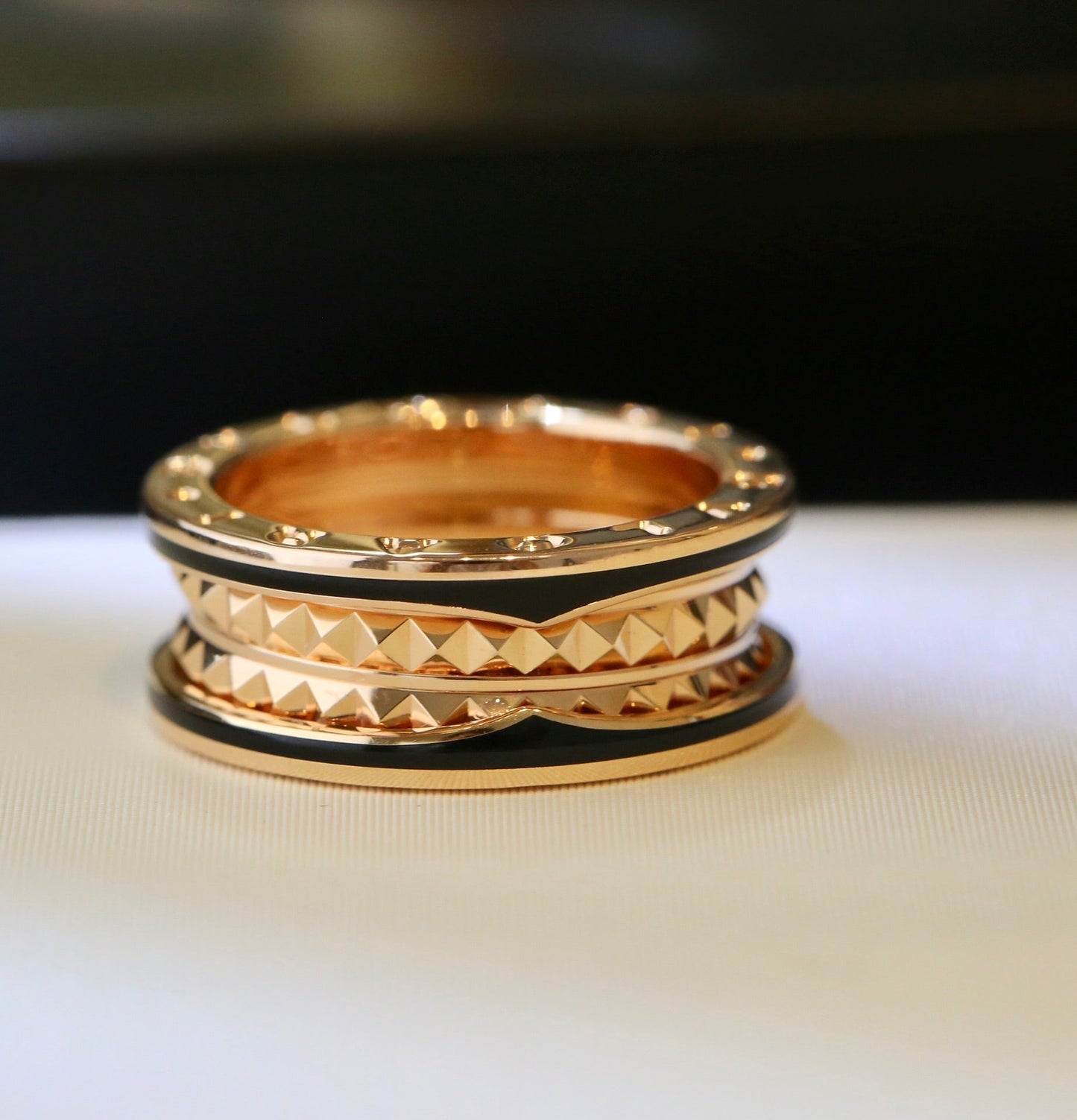 [Psychic Jewelrys]ZERO 1 PINK GOLD BLACK CERAMIC RING
