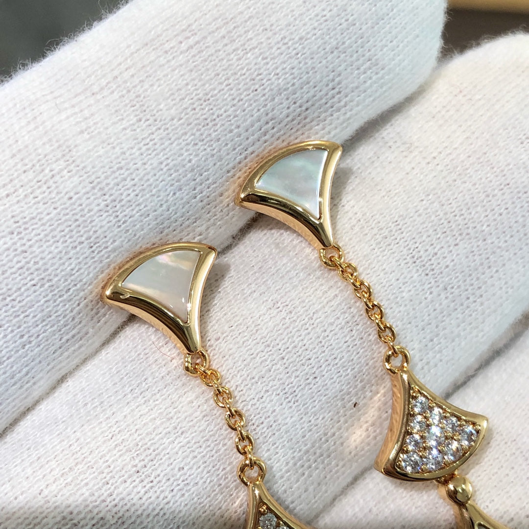 [Psychic Jewelrys]DREAM EARRINGS 3 MOTIFS DIAMOND MOP PINK GOLD