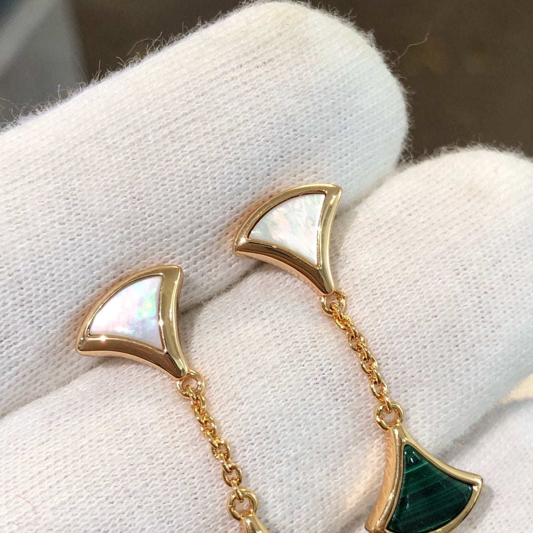 [Psychic Jewelrys]DREAM EARRINGS 3 MOTIFS MALACHITE MOP PINK GOLD