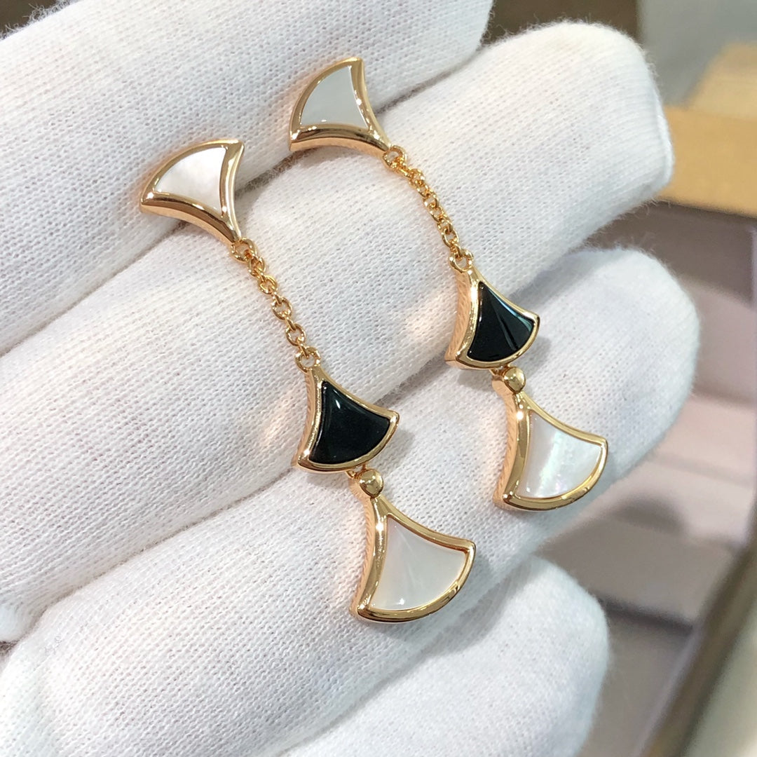 [Psychic Jewelrys]DREAM EARRINGS 3 MOTIFS ONYX MOP PINK GOLD