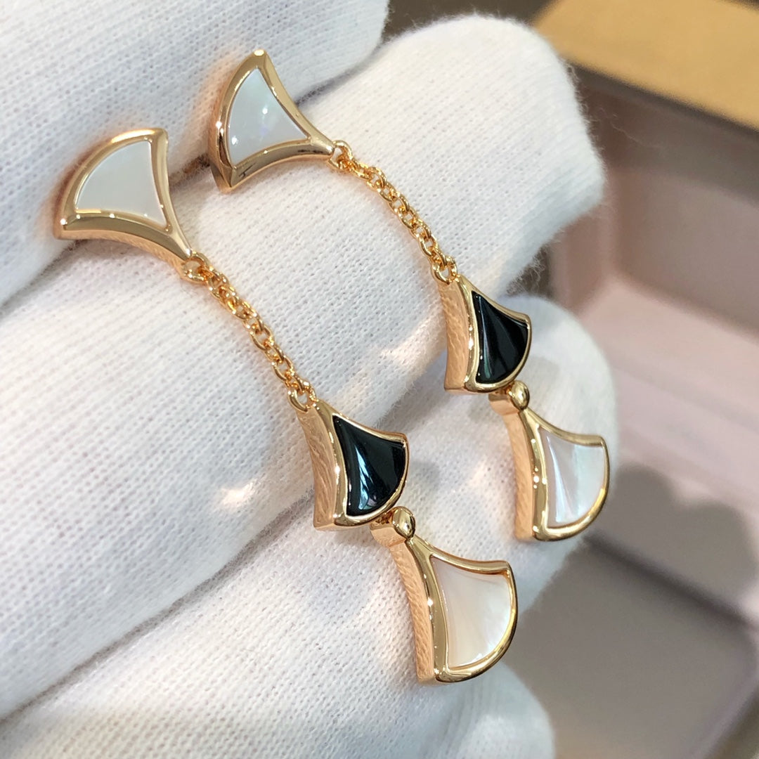 [Psychic Jewelrys]DREAM EARRINGS 3 MOTIFS ONYX MOP PINK GOLD