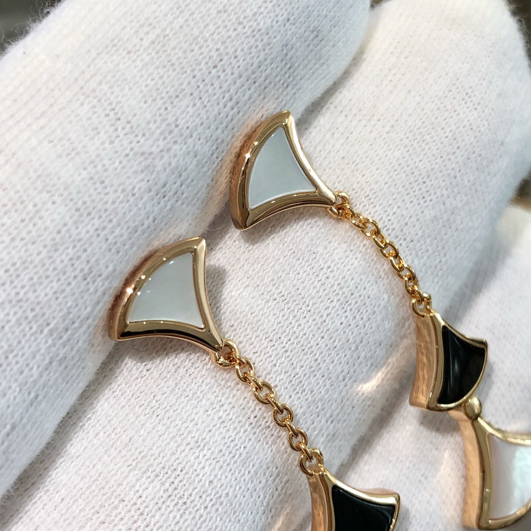 [Psychic Jewelrys]DREAM EARRINGS 3 MOTIFS ONYX MOP PINK GOLD