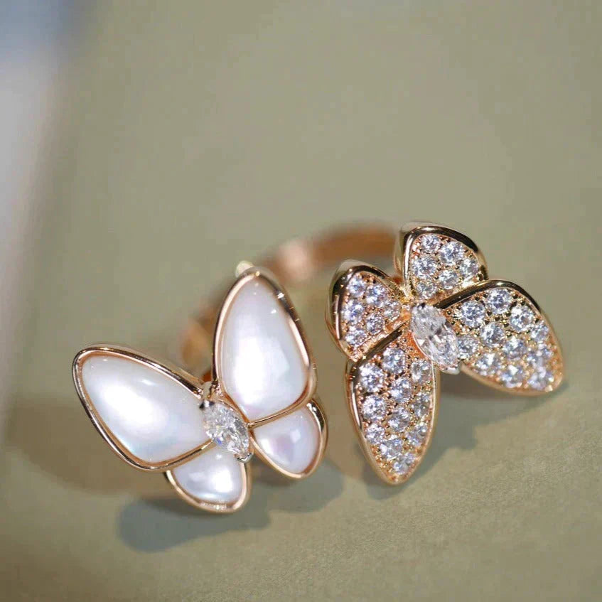 [Psychic Jewelrys]TWIN BUTTERFLY DIAMOND MOP RING
