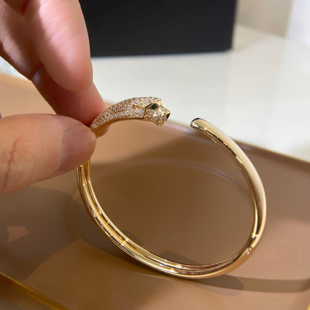 [Psychic Jewelrys]PANTHERE GOLD DIAMOND OPEN BRACELET