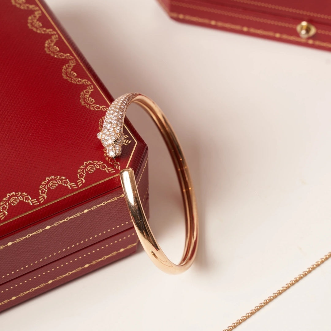 [Psychic Jewelrys]PANTHERE ROSE GOLD DIAMOND OPEN BRACELET