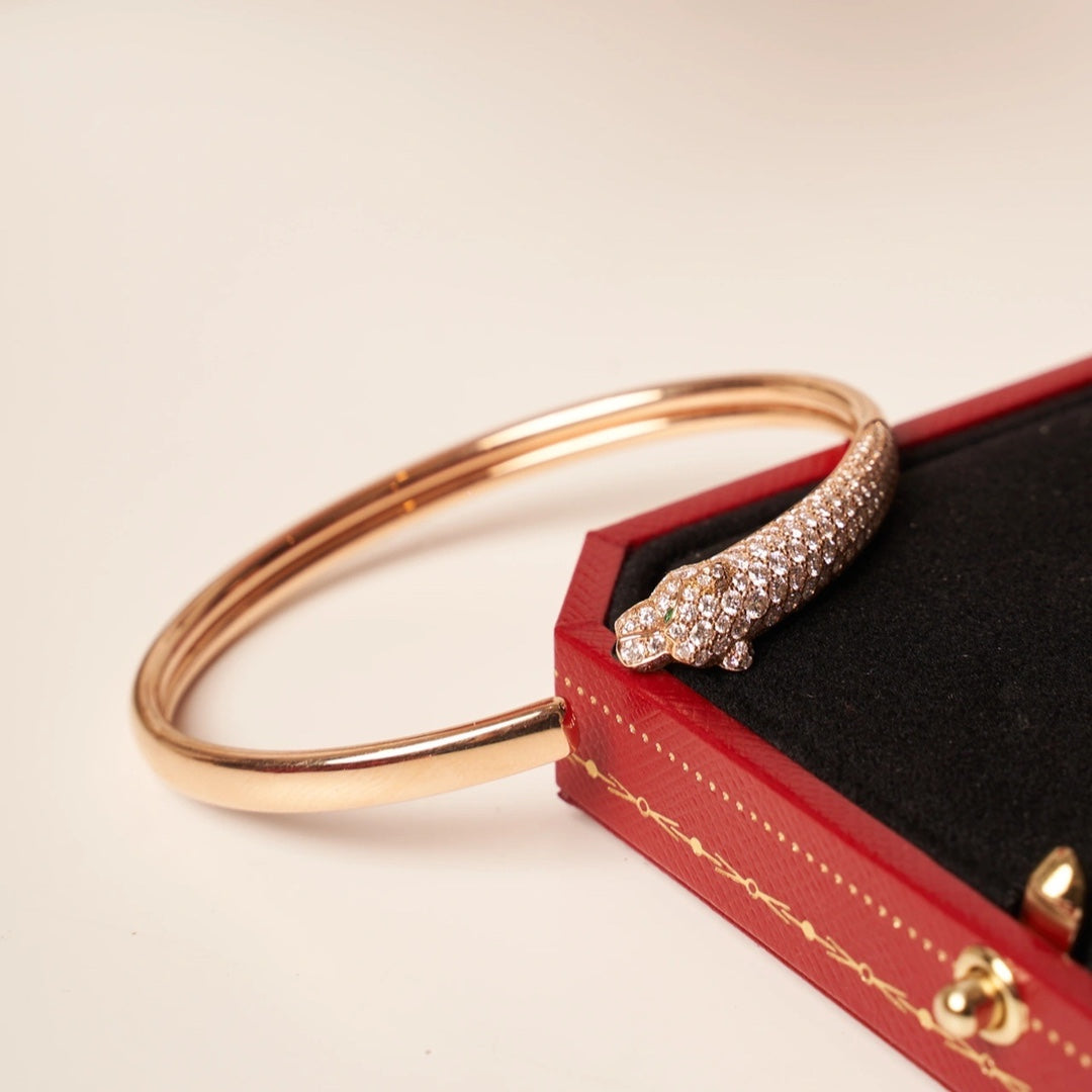[Psychic Jewelrys]PANTHERE ROSE GOLD DIAMOND OPEN BRACELET