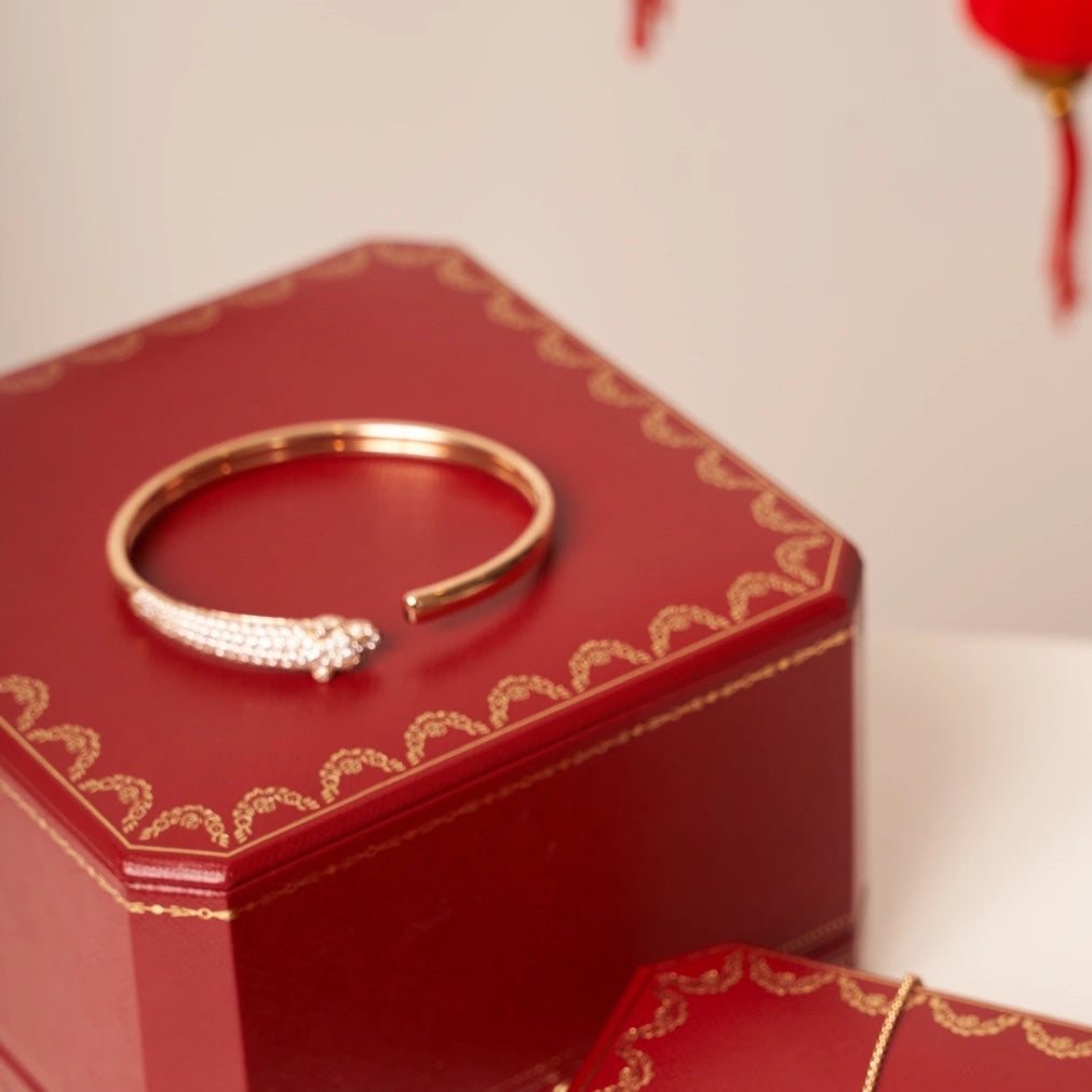 [Psychic Jewelrys]PANTHERE ROSE GOLD DIAMOND OPEN BRACELET