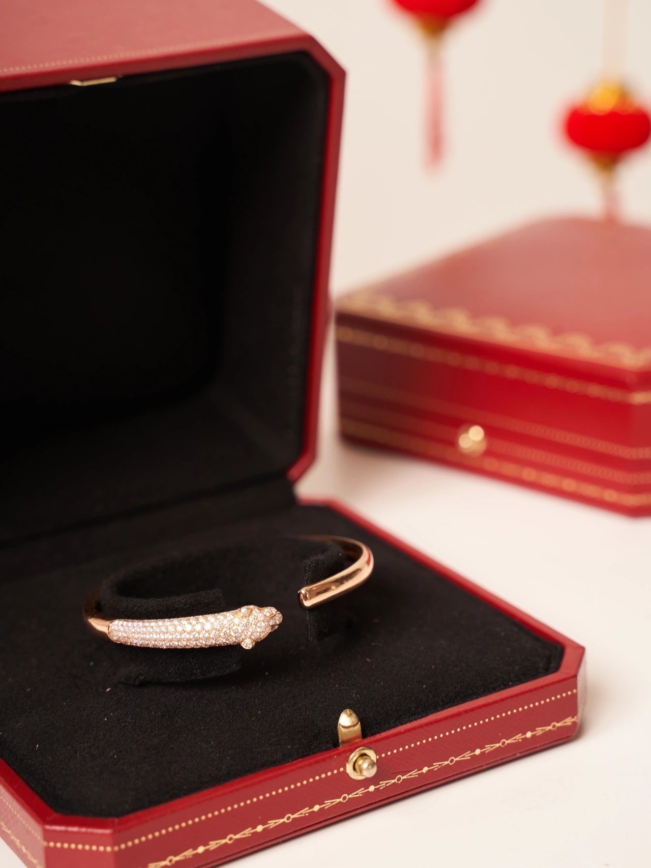 [Psychic Jewelrys]PANTHERE ROSE GOLD DIAMOND OPEN BRACELET