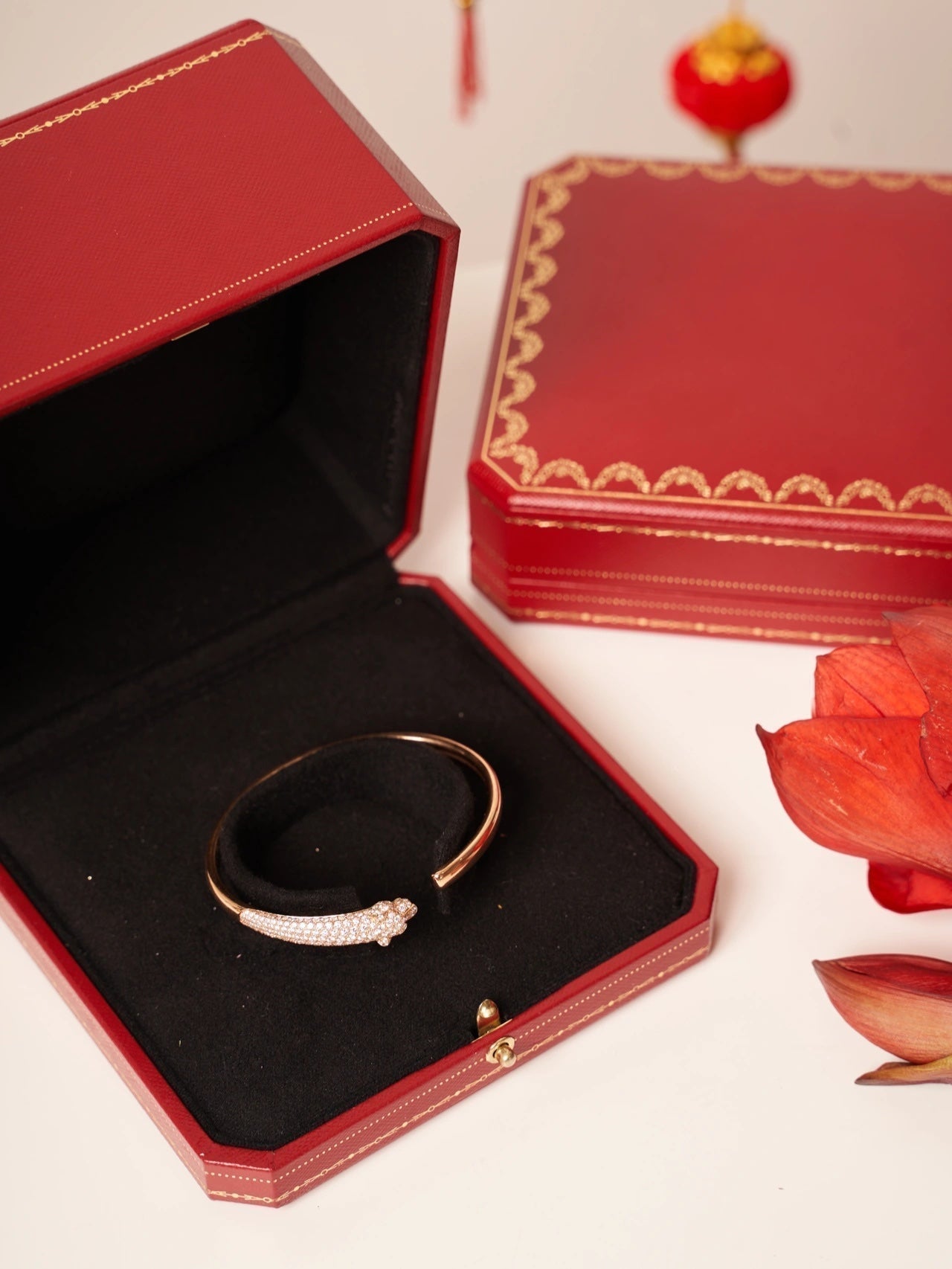 [Psychic Jewelrys]PANTHERE ROSE GOLD DIAMOND OPEN BRACELET