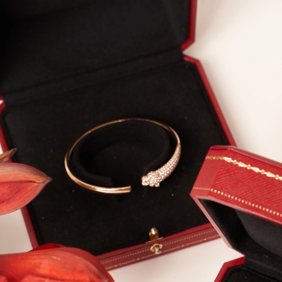 [Psychic Jewelrys]PANTHERE ROSE GOLD DIAMOND OPEN BRACELET