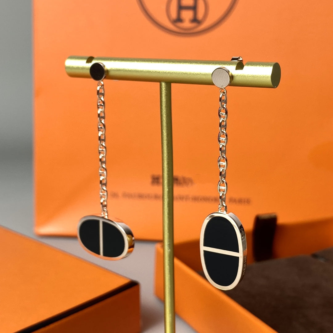 [Psychic Jewelrys]CHAINE VERSO BLACK CERAMIC EARRINGS