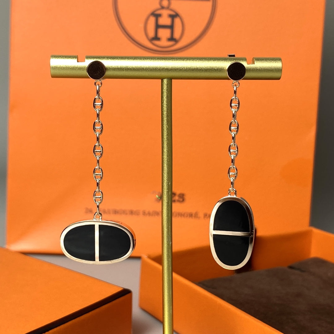[Psychic Jewelrys]CHAINE VERSO BLACK CERAMIC EARRINGS