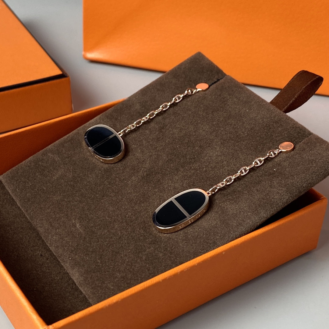 [Psychic Jewelrys]CHAINE VERSO BLACK CERAMIC EARRINGS