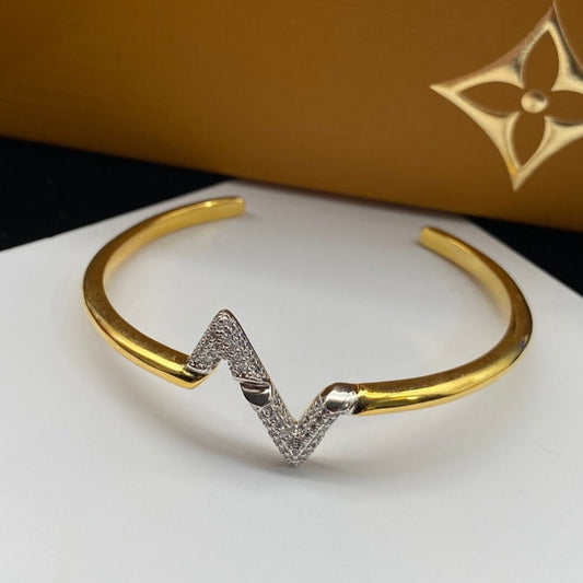 [Psychic Jewelrys]VOLTE UPSITE DOWN DIAMOND GOLD OPEN BRACELET