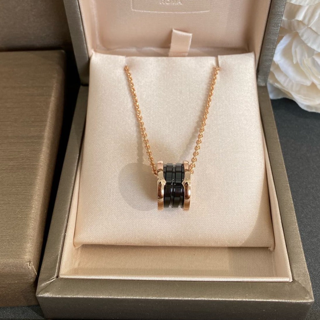 [Psychic Jewelrys]ZERO 1 BLACK CERAMIC PINK GOLD NECKLACE