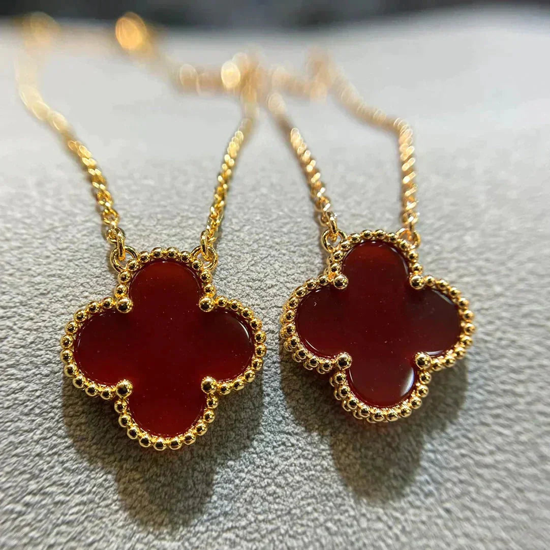 [Psychic Jewelrys]CLOVER 15MM CARNELIAN SINGLE FLOWER NECKLACE