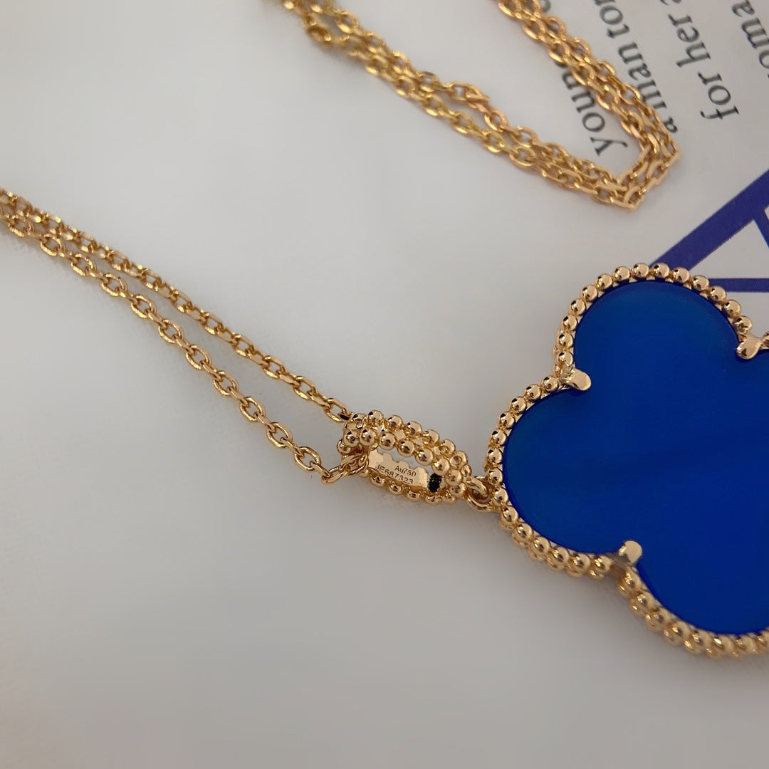 [Psychic Jewelrys]CLOVER 25MM NECKLACE TURQUOISE ROSE GOLD