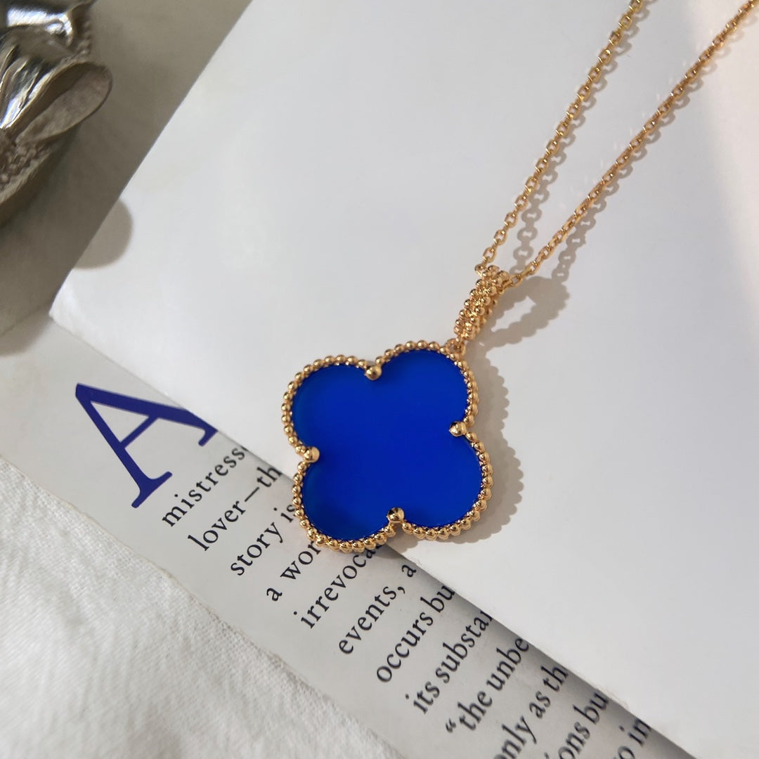 [Psychic Jewelrys]CLOVER 25MM NECKLACE TURQUOISE ROSE GOLD