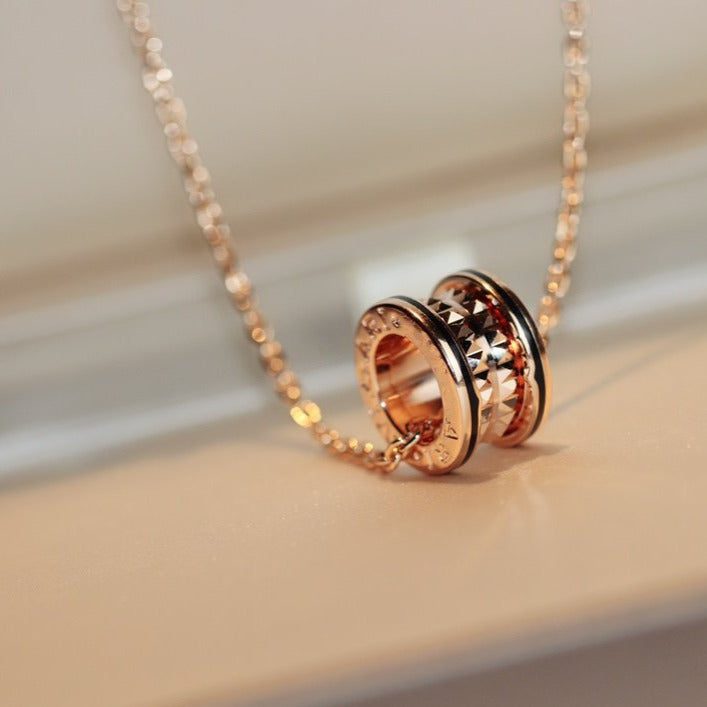[Psychic Jewelrys]ZERO 1 ROCK PEDANT PINK GOLD BLACK NECKLACE