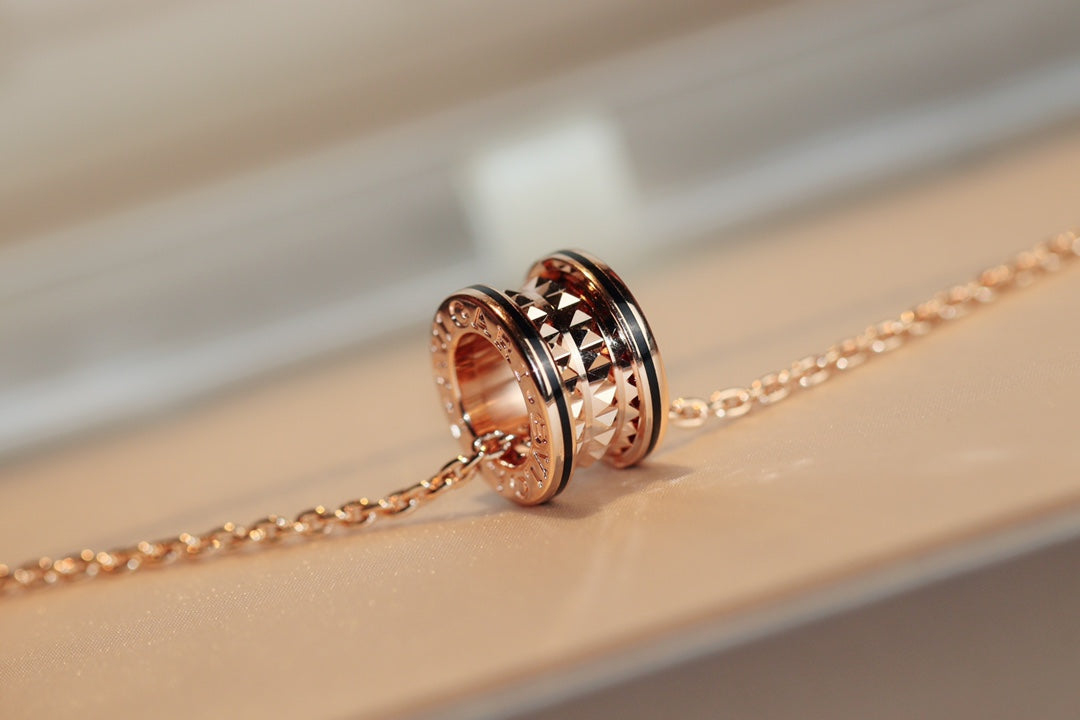 [Psychic Jewelrys]ZERO 1 ROCK PEDANT PINK GOLD BLACK NECKLACE