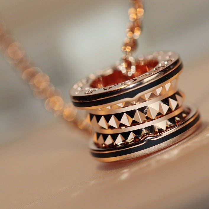 [Psychic Jewelrys]ZERO 1 ROCK PEDANT PINK GOLD BLACK NECKLACE