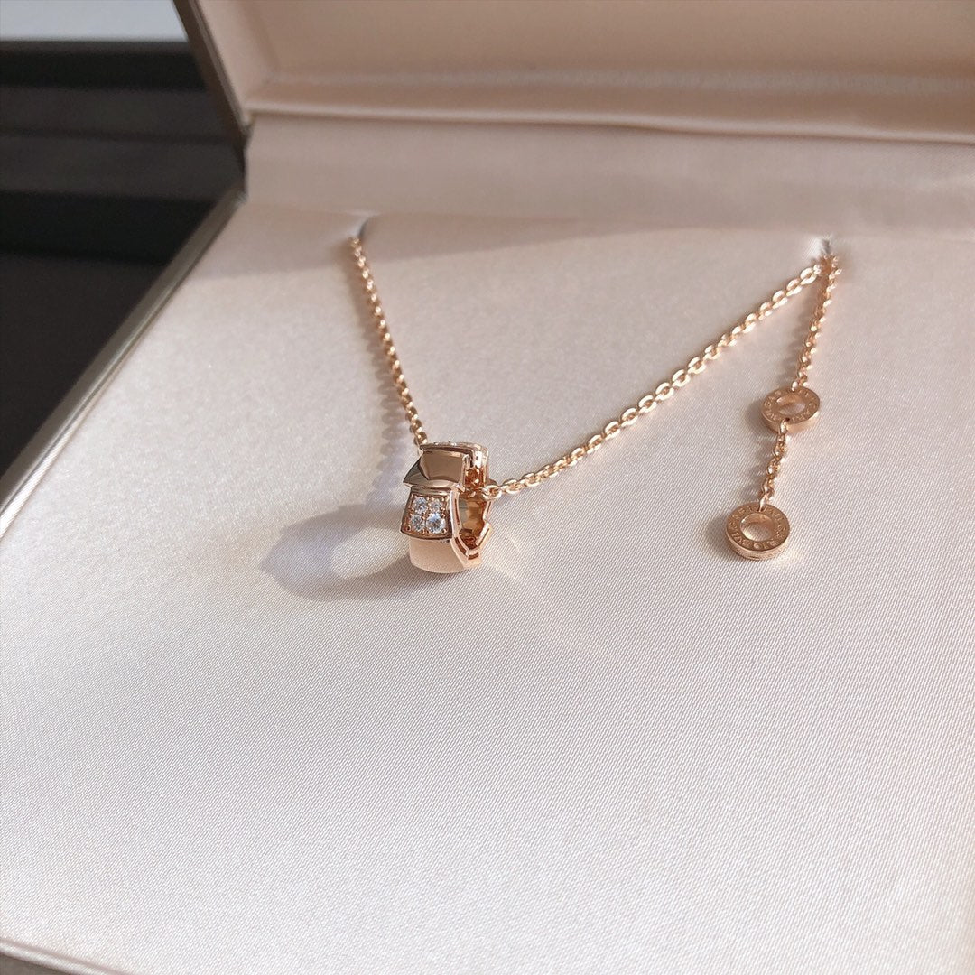 [Psychic Jewelrys]SERPENTI PEDANT DIAMOND PINK GOLD NECKLACE