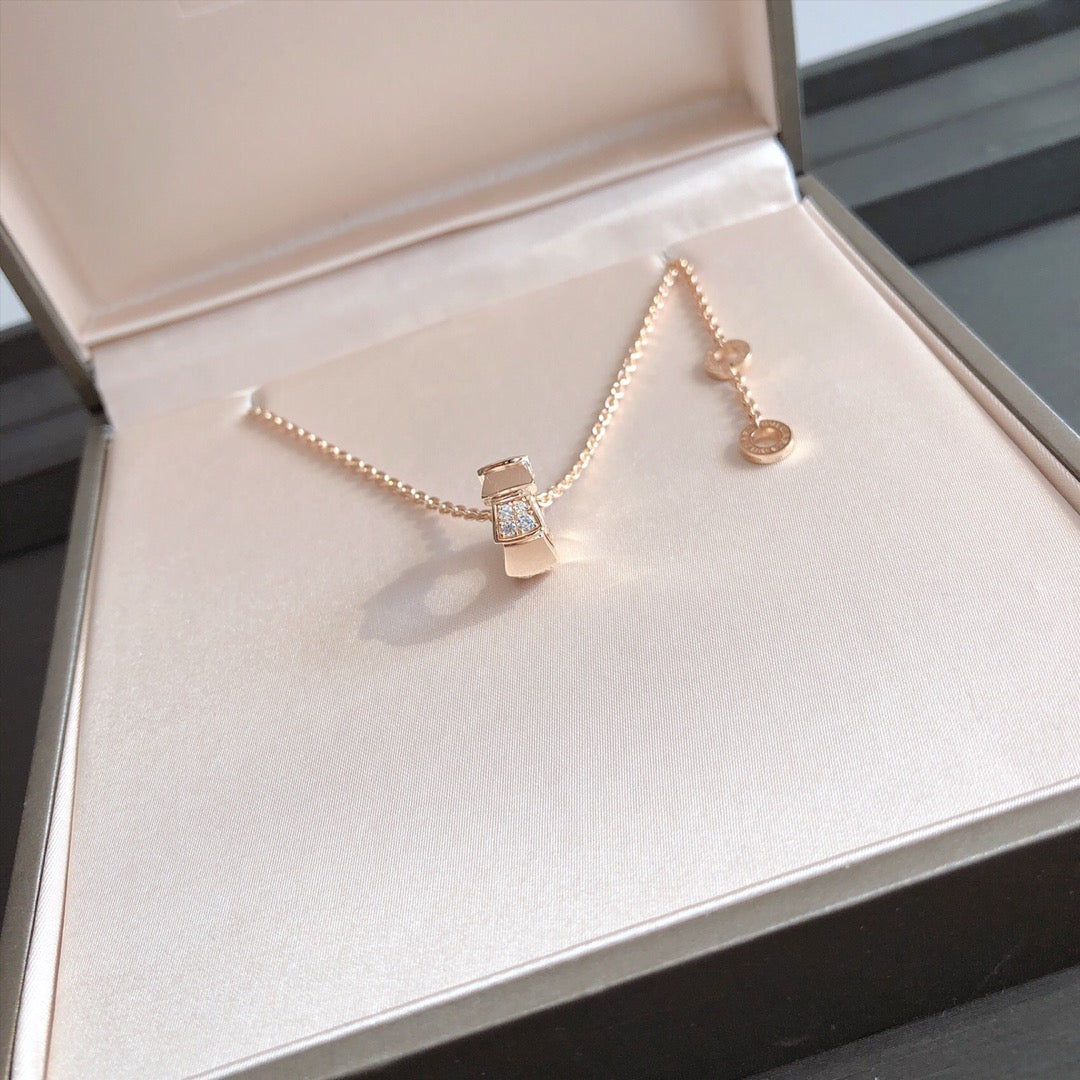 [Psychic Jewelrys]SERPENTI PEDANT DIAMOND PINK GOLD NECKLACE