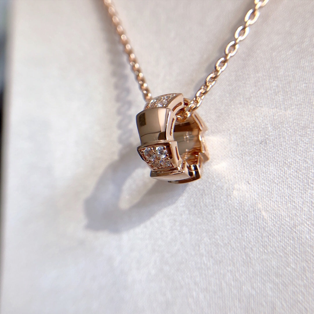 [Psychic Jewelrys]SERPENTI PEDANT DIAMOND PINK GOLD NECKLACE