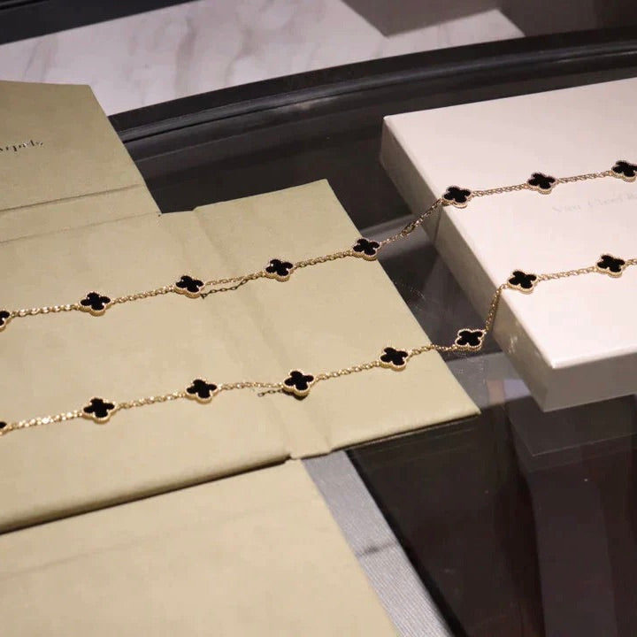 [Psychic Jewelrys]CLOVER 20 MOTIFS ONYX NECKLACE