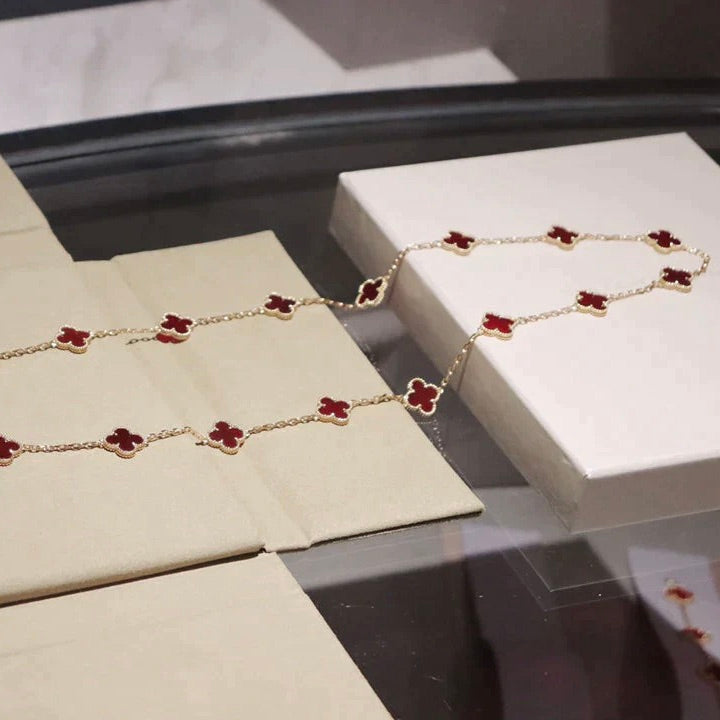 [Psychic Jewelrys]CLOVER 20 MOTIFS CARNELIAN NECKLACE