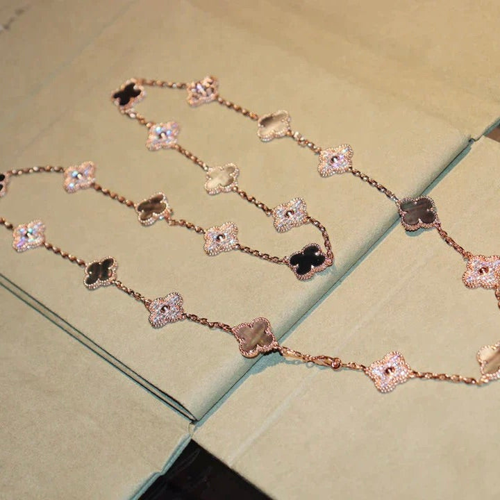 [Psychic Jewelrys]CLOVER 20 MOTIFS DARK MOP DIAMOND  NECKLACE